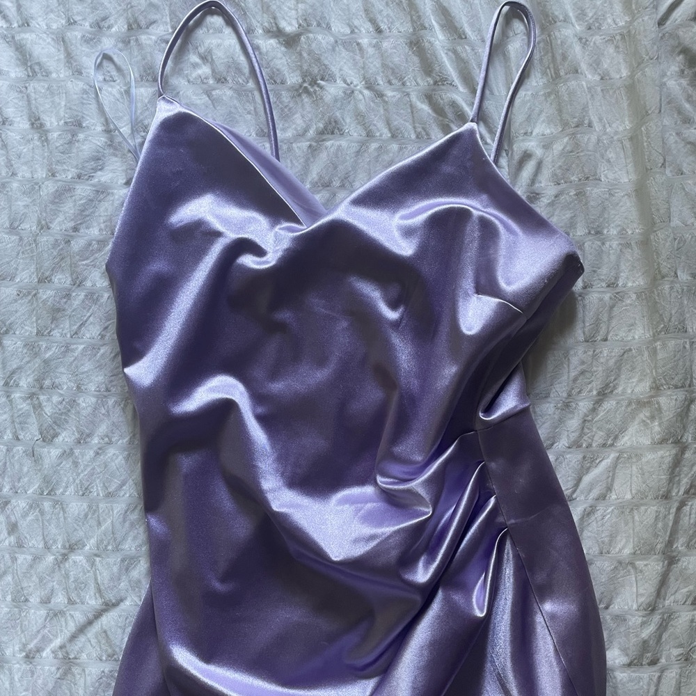 WINDSOR Purple Scrunch Silk Dress